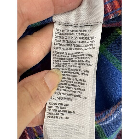 Abercrombie Fitch Shirt Mens XL Blue Red Plaid Muscle Fit Flannel Heavy Y2K Gorp - Picture 9 of 11